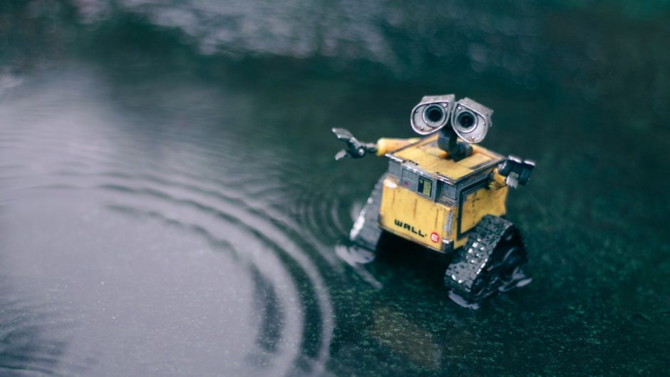 Robot in a puddle